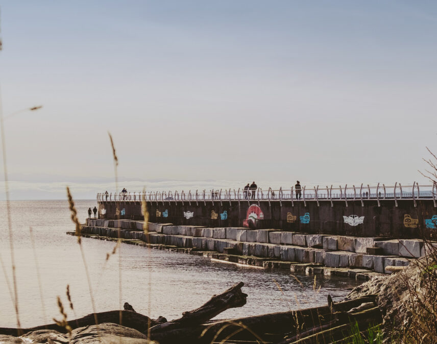A scenic view of the Breakwater walkway at Ogden Point in Victoria, BC