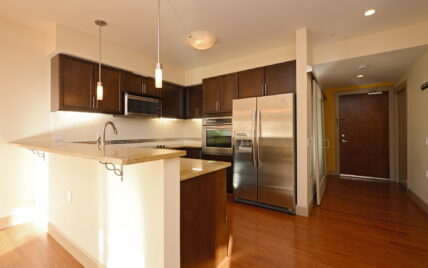 Modern kitchen with stainless steel appliances and granite countertops at 1035 Sutlej Street, Victoria, BC